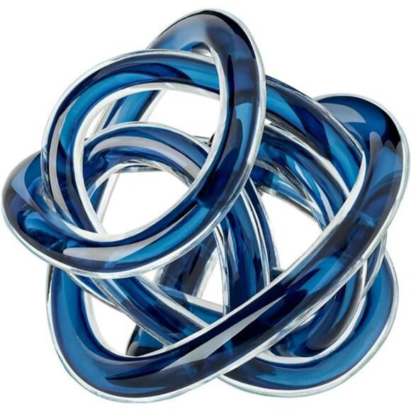 Other - Glass Knot Sculpture Blue Infinity Orb Hand Blown Art Decor Small Centerpiece